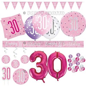 40th Birthday Flag Buntings Banners Balloon Light Pink Party Decoration Age 40