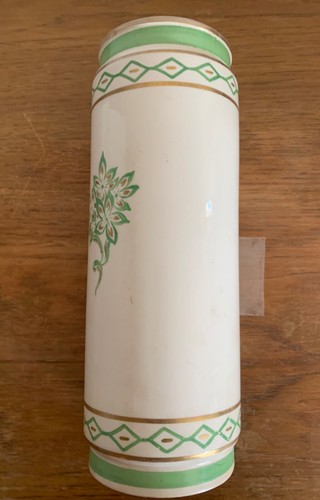 Vintage DAV ART Cylindrical Ceramic Lamp Body Only, Art Deco, Green, Gold, White - Picture 6 of 10