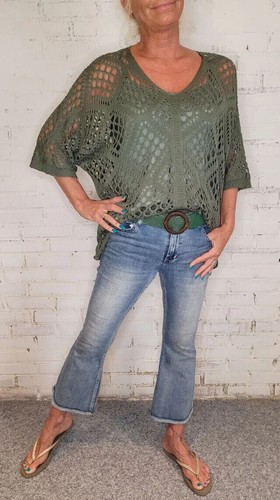 Mujeres Cuello en V Diamante Corchet Prendas para el torso Damas Talla Grande Jersey Túnica Suelta Top 10-22 - Imagen 8 de 20