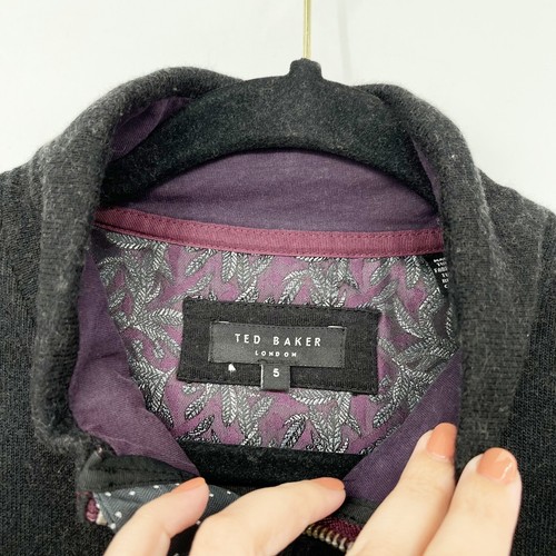 Ted Baker Mens Valerio Quarter Zip Sweater Size XL Black Pullover Wool Blend - Picture 5 of 8