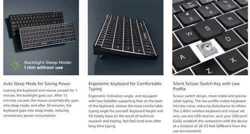 Wireless Ultra Slim Full Size Keyboard and Mouse Combo Rechargeable 2.4G USB - Picture 9 of 22