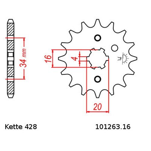 Kettensatz Yamaha DT 175 74-77 Kette JT 428 HDR 114 offen 16/37 - Bild 2 von 4