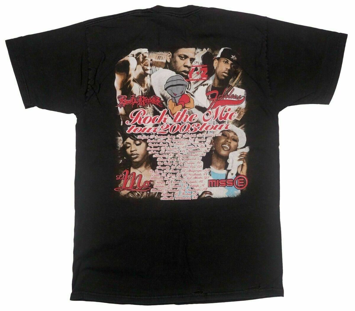 50 CENT JAY Z ROCK THE MIC TOUR 2003 vintage t shirt RAP TEE L