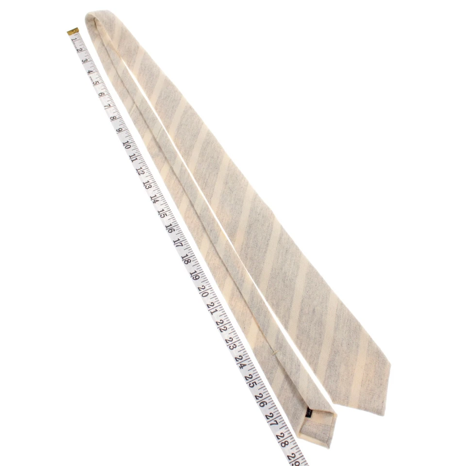 Corbata E. Marinella 100 % cachemir nueva sin etiquetas en rayas crema/gris claro Foto 3 de 4