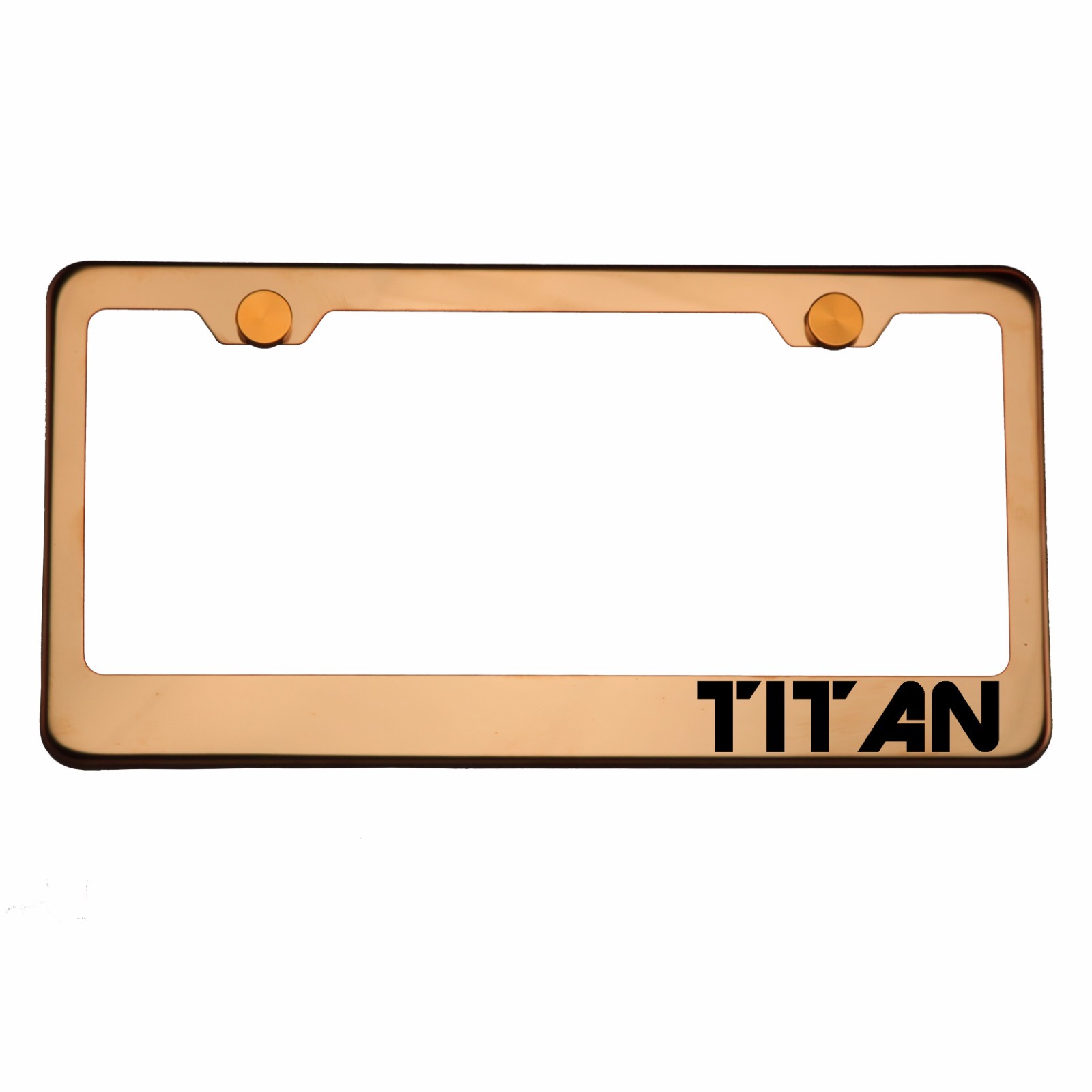 Rose Gold License Plate Frame TITAN Laser Engraved Aluminum Screw Cap