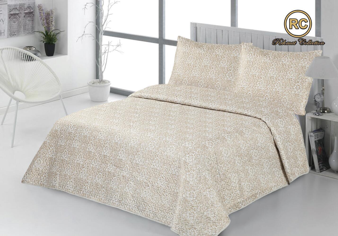 3 Piece Luxury Quilted Bedspread & PillowShams Set Double King Size