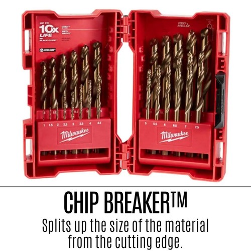 New Milwaukee Heavy Duty 25pce 3-Flat Shank RED HELIX Metric Cobalt Drill Bit Se - Picture 5 of 12