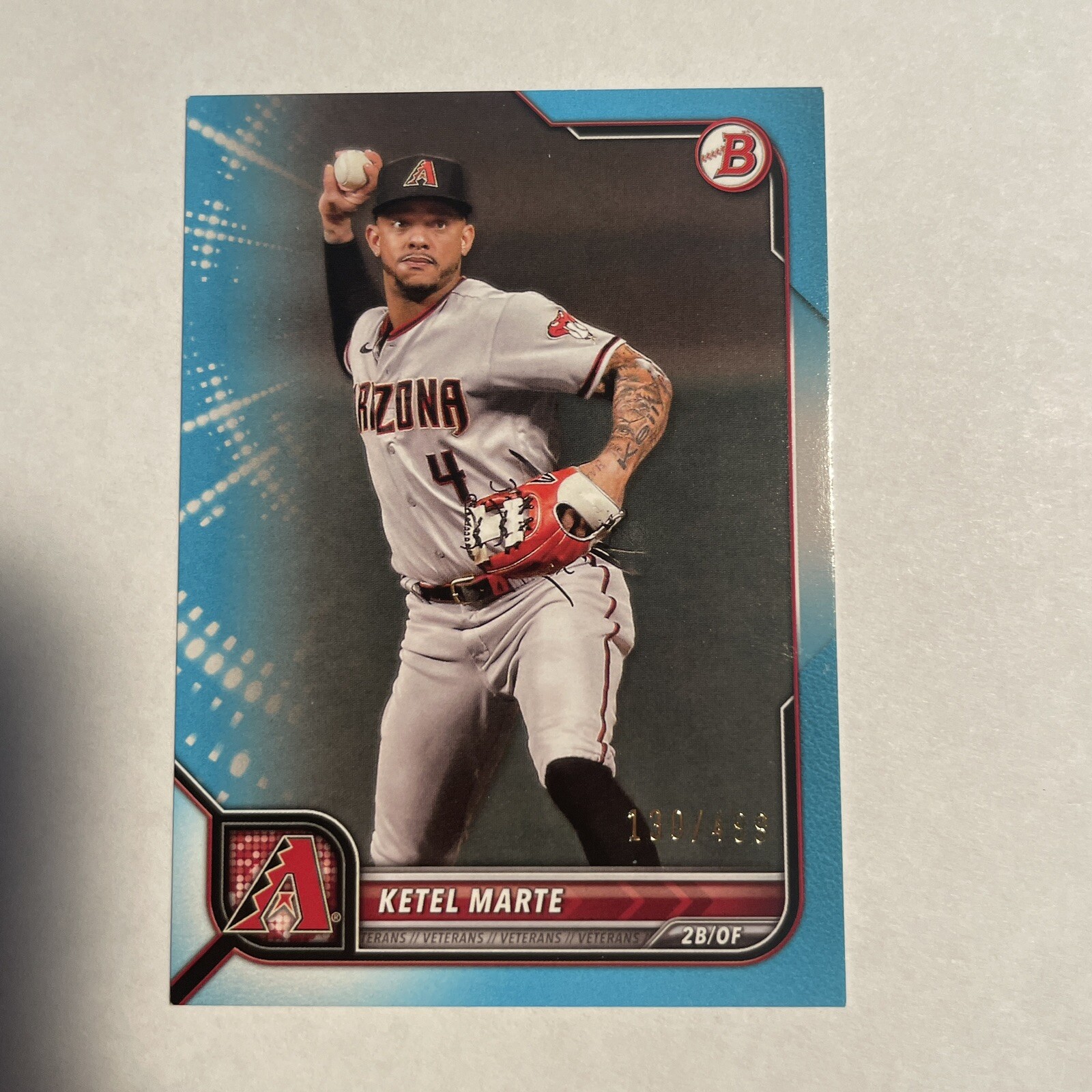 2022 Bowman Ketel Marte Sky Blue Parallel /499 #48 Arizona Diamondbacks