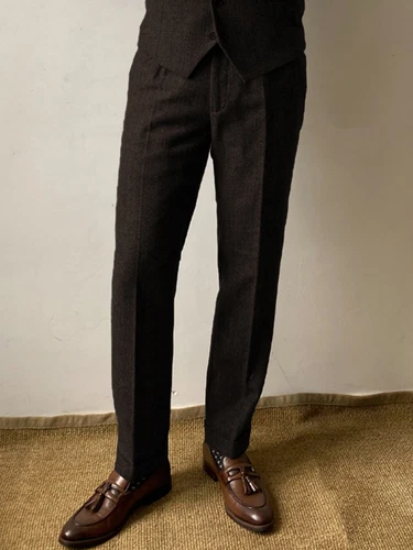 Men's coarse woolen formal pants retro adjustable waist pants 28-44- - Bild 8 von 22