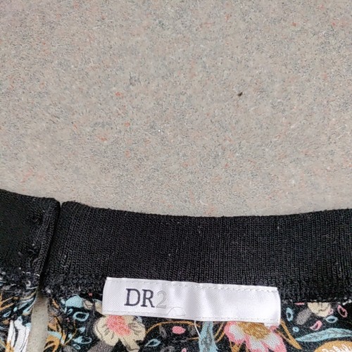 DR2 Tunic Blouse Plus Size Scoop Neck 3/4 Sleeve Floral Top Black 5x Hi Low hem - Picture 5 of 9