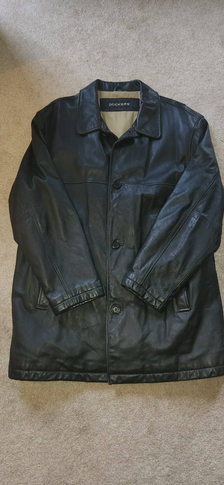 Dockers Mens Black Leather Jacket Size Large Gem