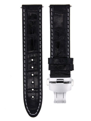 18MM REPLACEMENT PREMIUM LEATHER WATCH STRAP BAND CLASP FOR MONTBLANC BLACK WS - Afbeelding 1 van 7