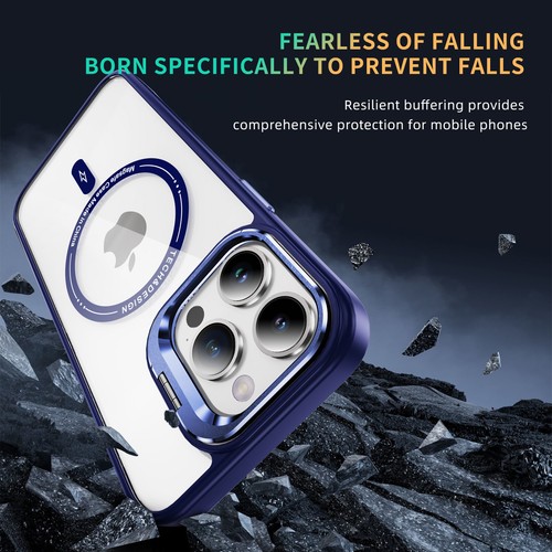 Military-Grade Magnetic Kickstand Shockproof Clear Case fr iPhone 15 ProMax/16e - Zdjęcie 25 z 47