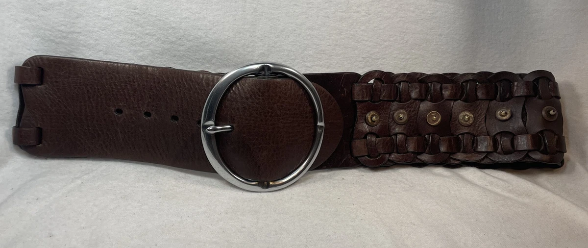 Orciani Boho Wide Leather Studded Ribbon Belt Italy Size 80  display picture 2