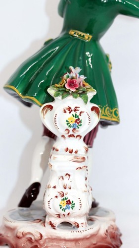 VINTAGE CAPODIMONTE STYLE PORCLEAIN FIGURINE 18TH C MUSICIAN Made Italy as found - Picture 14 of 24