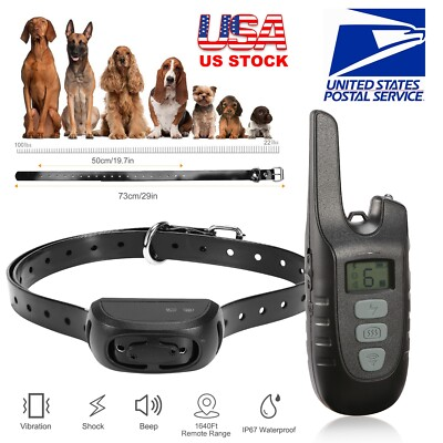 #ad Dog Shock Training Collar Rechargeable Remote Control Waterproof 1640FT No Bark $16.58