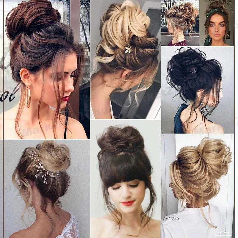 Extensiones de cabello crujiente pieza de cabello moño desordenado rizado natural real como rubio humano Foto 4 de 4