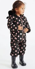 Bnwt next girl baby black rose gold spot padded pramsuit snowsuit 6-9 months
