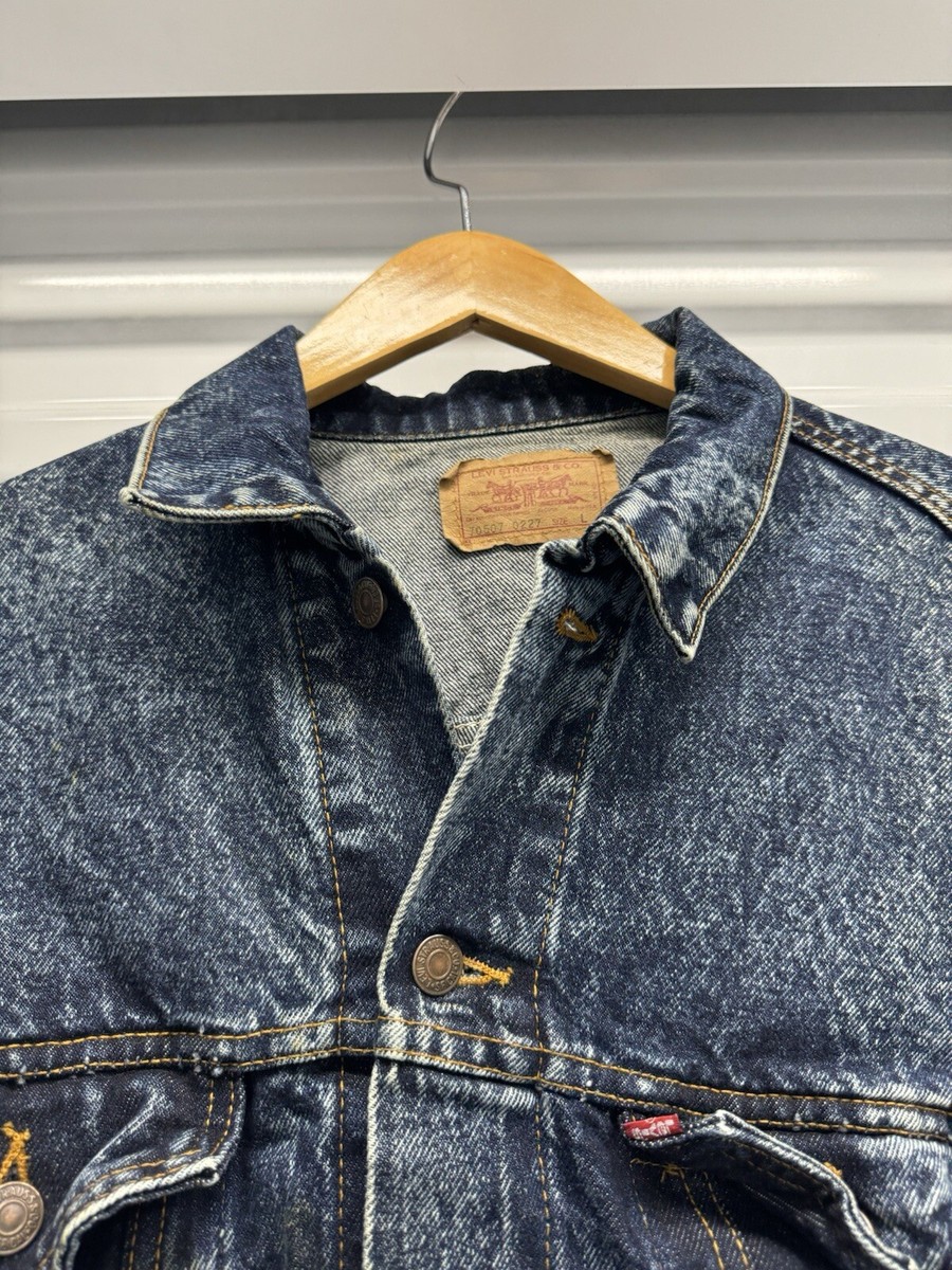 Vintage 80s Levis Denim Trucker Jacket Acid Wash Men's Large 70507