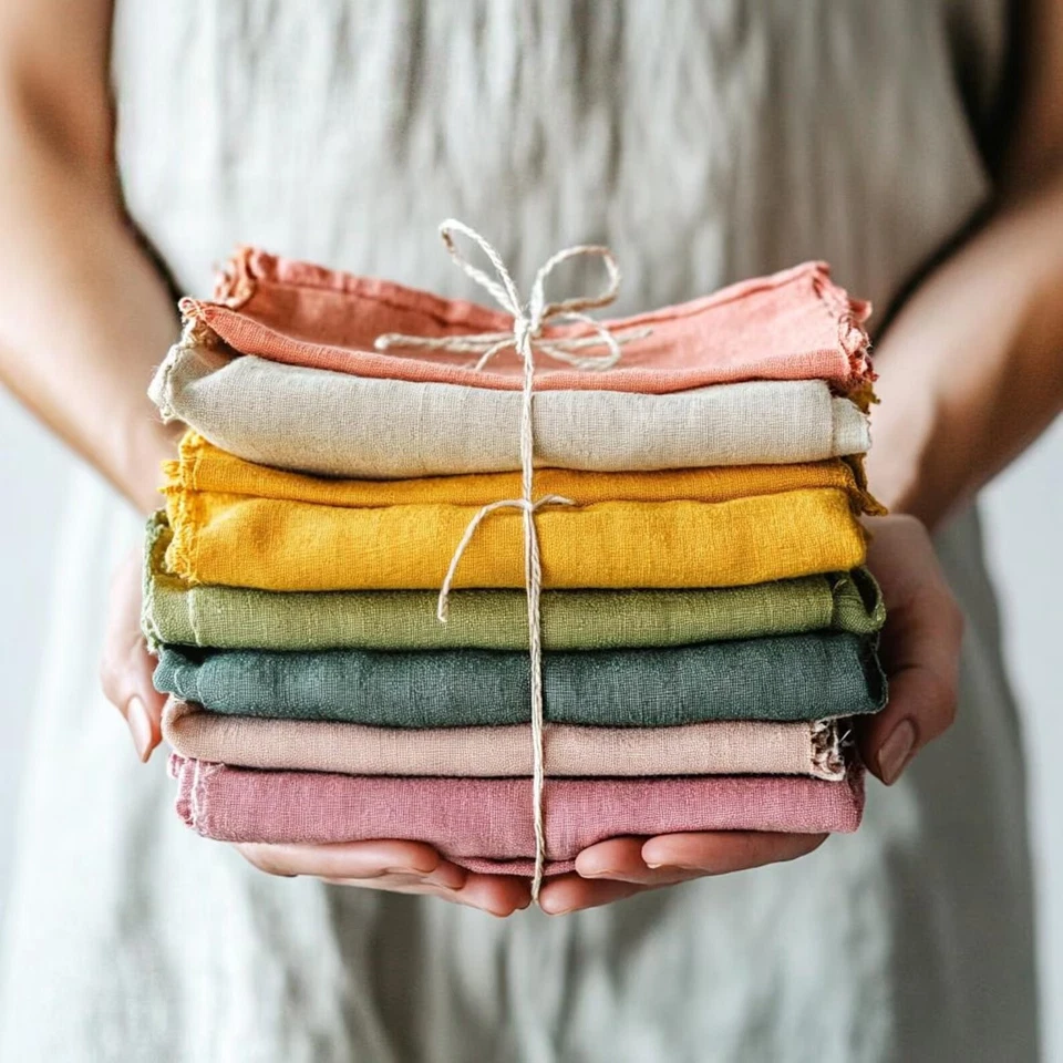 Paquete de 50 piezas de restos de lino mezcla, restos de tela surtidos de lino restos de tela Foto 3 de 4