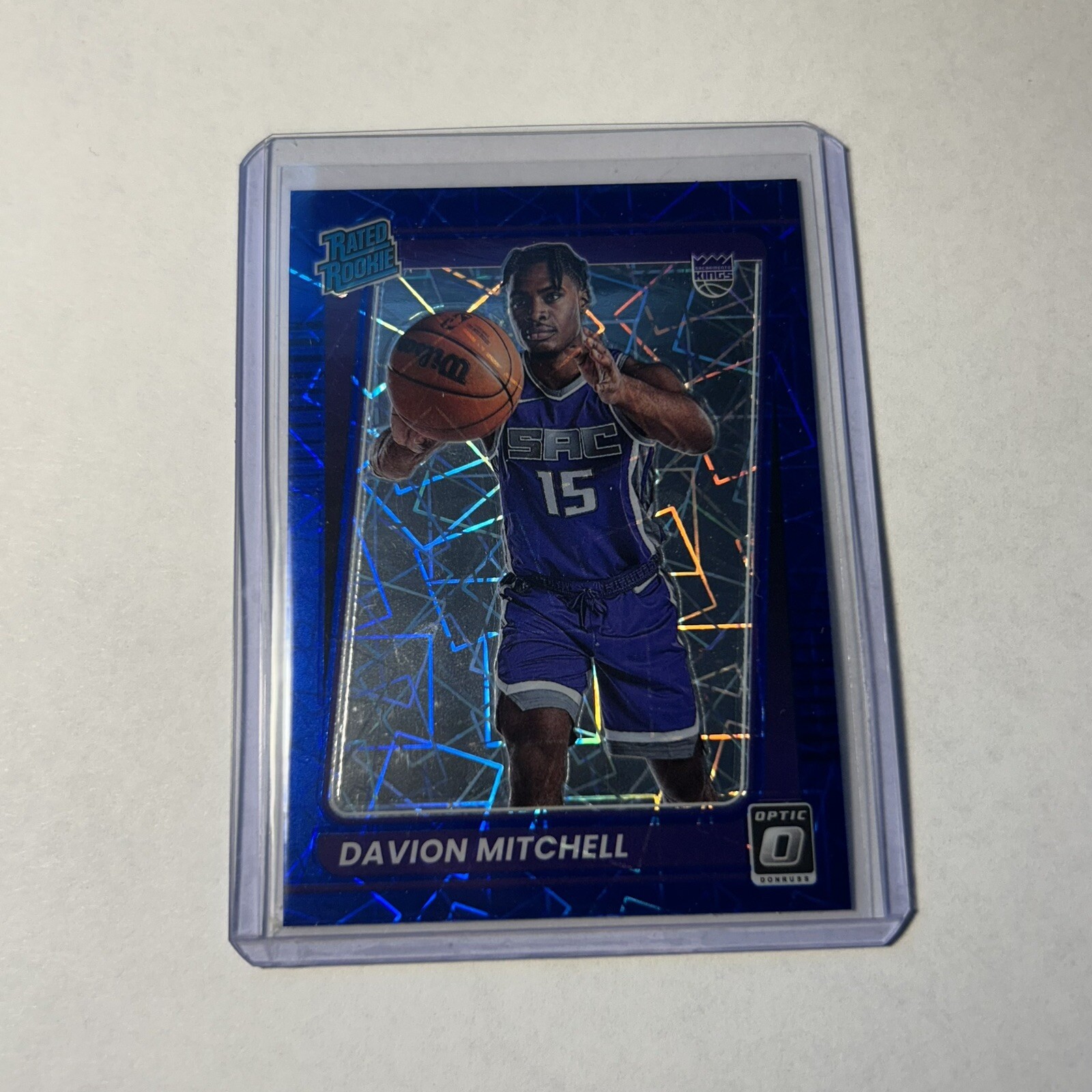 Davion Mitchell 2021-22 Donruss Optic Rated Rookie #155 Blue Velocity Prizm