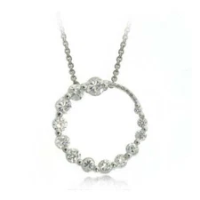 Sterling Silver CZ Journey Circle Slide Pendant