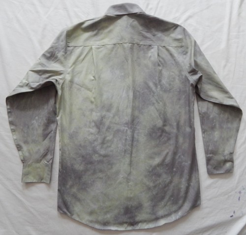 Tie Dye Black Green Gray Long Sleeve Button Up Shirt - Medium Mens Hand Made 15 - Picture 2 of 7