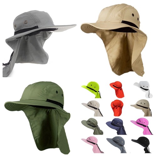 Boonie Hat Wide Brim Ear Neck Cover Cap Sun Flap Roofing Camping Garden Fishing - Picture 8 of 33