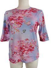3 Pagen Druckshirt mit Blumenmuster, blau / rosé, Gr. 3XL