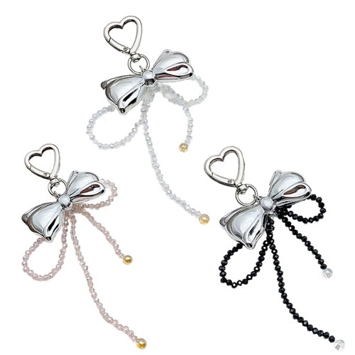 Fashionable Bowknot Bag Pendant Stylish Bag Charm Handmade Beaded Keychain