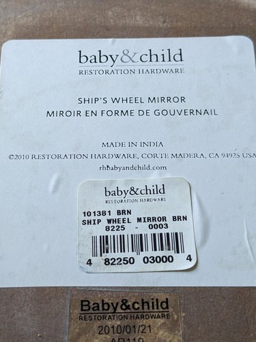 RH Restoration Hardware Rustic Ship Wheel Mirror Baby & Child * READ - 第 7/7 張圖片