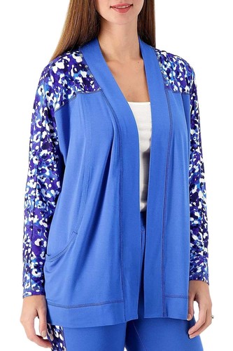 Isaac Mizrahi Live! Soho Baby French Frottee offene Strickjacke vorne fr blau