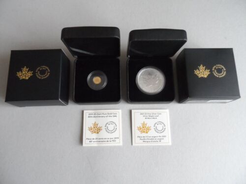 Kanada Maple-Leaf-Set : Gold 2019 40th Anniversary 1oz Silber 2021 W Mint Mark