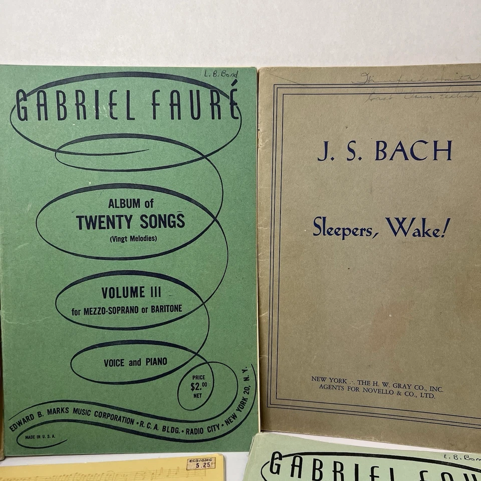 Lote 8 Partituras Vintage Vocales y Piano Fauré Bach Mendelssohn Mezzo Barítono Foto 3 de 4