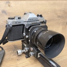 Pentax K1000 35mm SLR Film Camera SMC Pentax 100mm Lens w/ Auto Bellows A