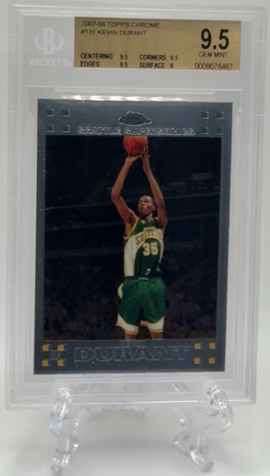 Kevin Durant 2007-08 Topps Chrome #131 RC Beckett BGS Gem Mint 9.5! Supersonics