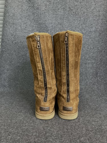 VTG Ugg Australia Boots Women's 10 Knightsbridge Tall Brown Back Zip 5119 ISSUES - Picture 8 of 18