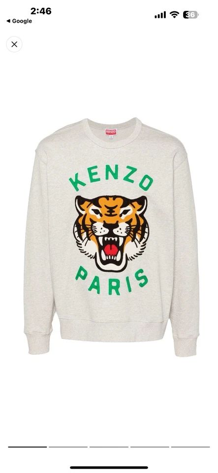 Sudadera Kenzo FE68SW1064MF TXT 0093A para hombre grande en gris nueva con etiquetas Foto 2 de 4