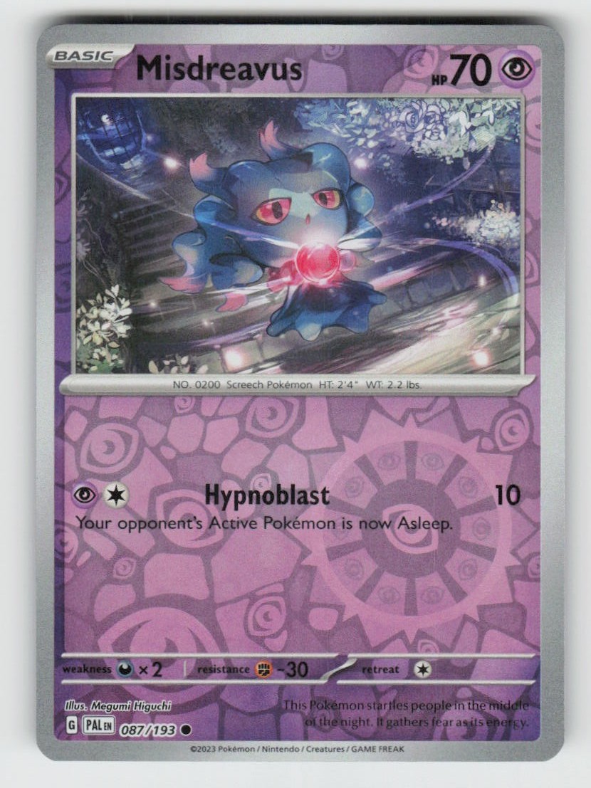Reverse Holo Misdreavus 087/193 Common Paldea Evolved Near Mint