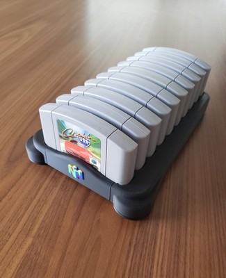 Nintendo 64 Game Cartridge Holder - N64 10 Cart Display Stand Storage Organizer