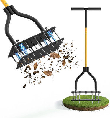 Lawn Aerator Tool with Dual-Layer Self-Cleaning Spikes, 15 Spike Heavy Duty Manu