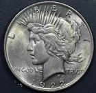 1922 $1 PEACE SILVER DOLLAR KM# 150 Grade:  Choice BU A6040