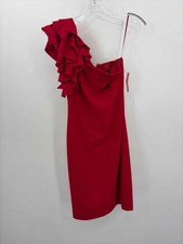 Pre-Owned Vince Camuto Red Size 0 One Shoulder Knee Length Sleeveless Dress
