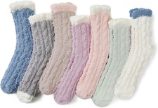 Fuzzy Warm Slipper Socks Women Super Soft Microfiber Cozy Sleeping Socks 6 or 5