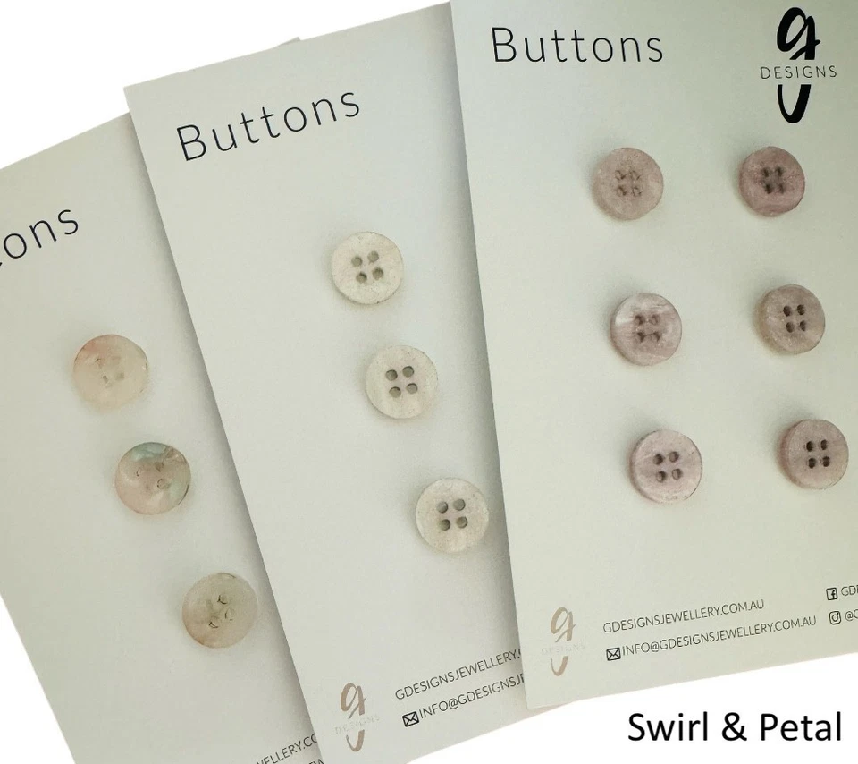Buttons - 15mm Circle - SWIRL & PETAL - You Choose Colour - Image 2 of 4