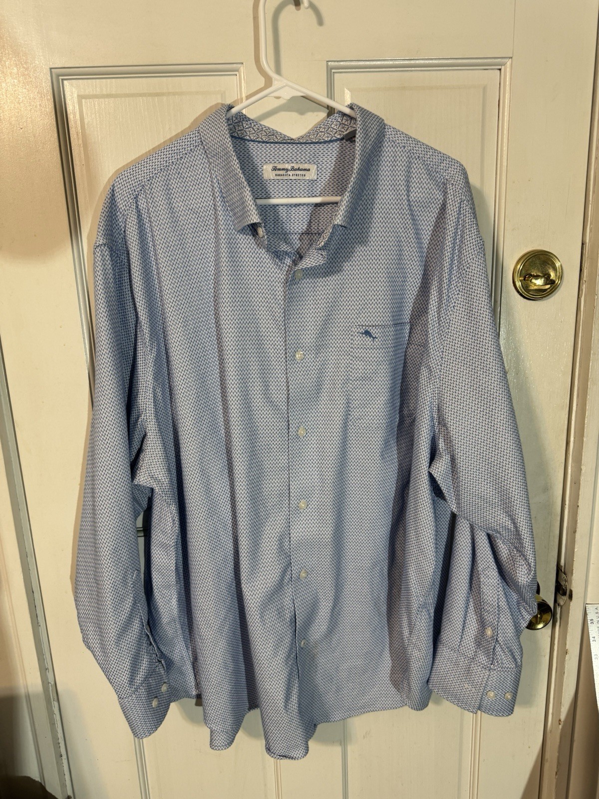 Tommy Bahama Sarasota Stretch Long Sleeve Button Down Shirt Men’s 2XL Blue PP29”