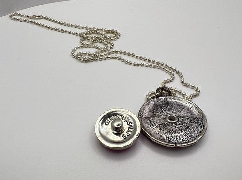 Snap Charm Necklace, Pendant & Pink Rhinestone Charm Gingersnap Compatible - Picture 5 of 5