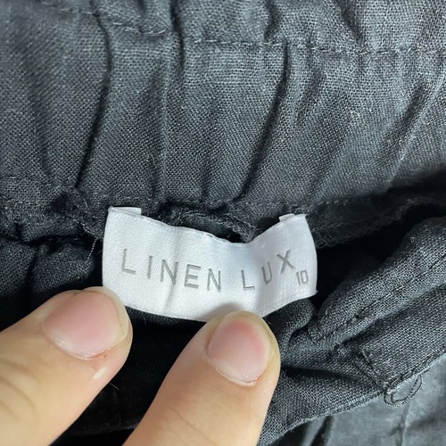 Linen Lux Cotton Linen Blend Shorts Size 10 Black Mini - Picture 6 of 10