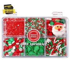 Christmas Sprinkles for Baking - 6.53 Oz Holiday Cookie Sprinkles, Edible Red an