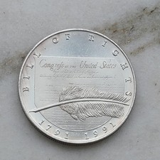 1 oz Bill of Rights Silver Round .999 Fine Bullion 1 Troy Ounce little toning! 109.65 per troy oz